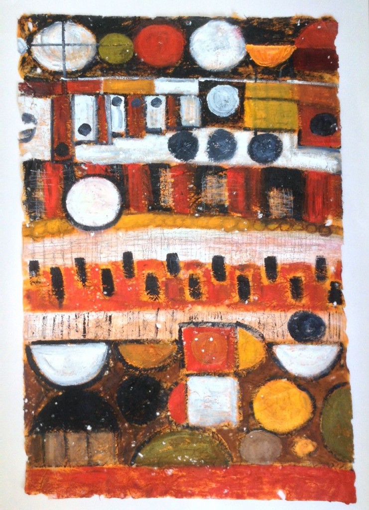 Circles unbound 2, Oil & graphite on handmade paper, 50cm x 76cm