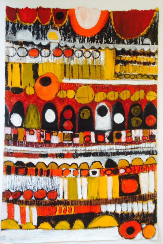 Circles unbound 3, oil on handmade paper, 50 x 76cm