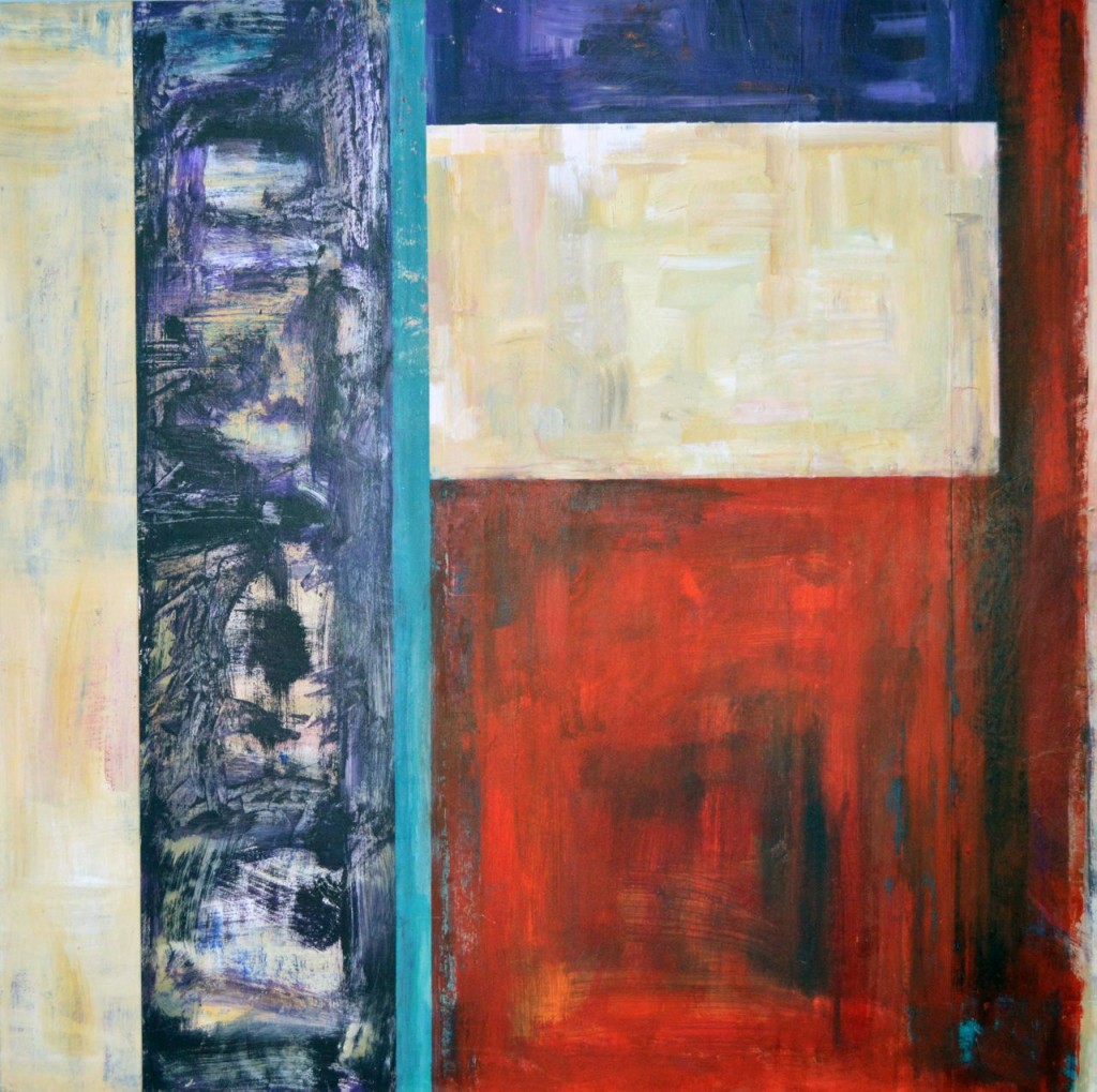 Turquoise stripe, acrylic on board by Suzanne Bethell