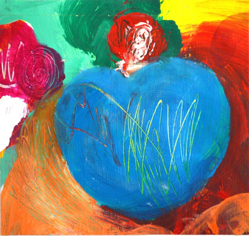 Free heart, acrylic on paper, 20 x 20cm