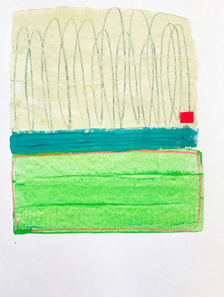 Pink & Turquoise, mixed media by Suzanne Bethell