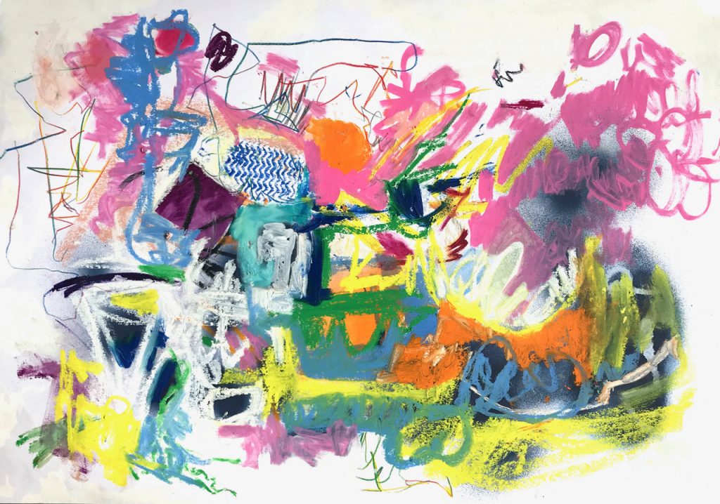 Flow 1, mixed media painting by Suzanne Bethell
