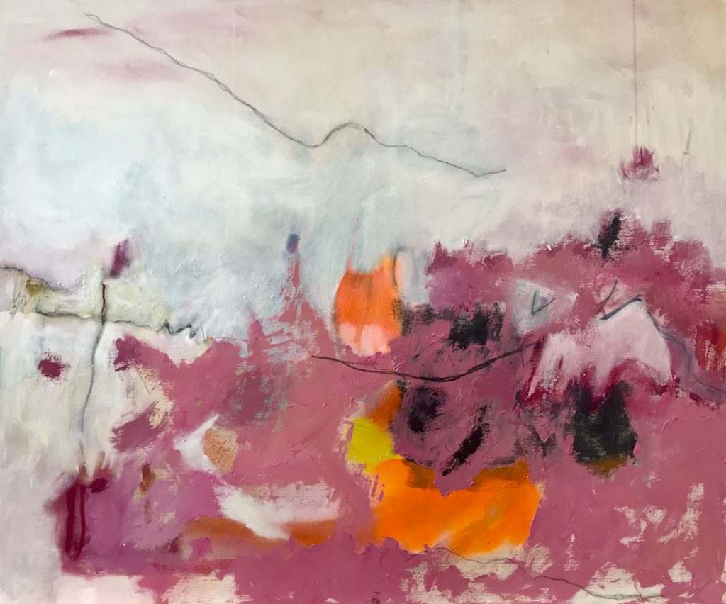 Windblown 2 (2024) Acrylic, spray paint & oil pencil on canvas by Suzanne Bethell
