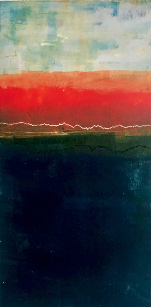 Twilight, monoprint with collage