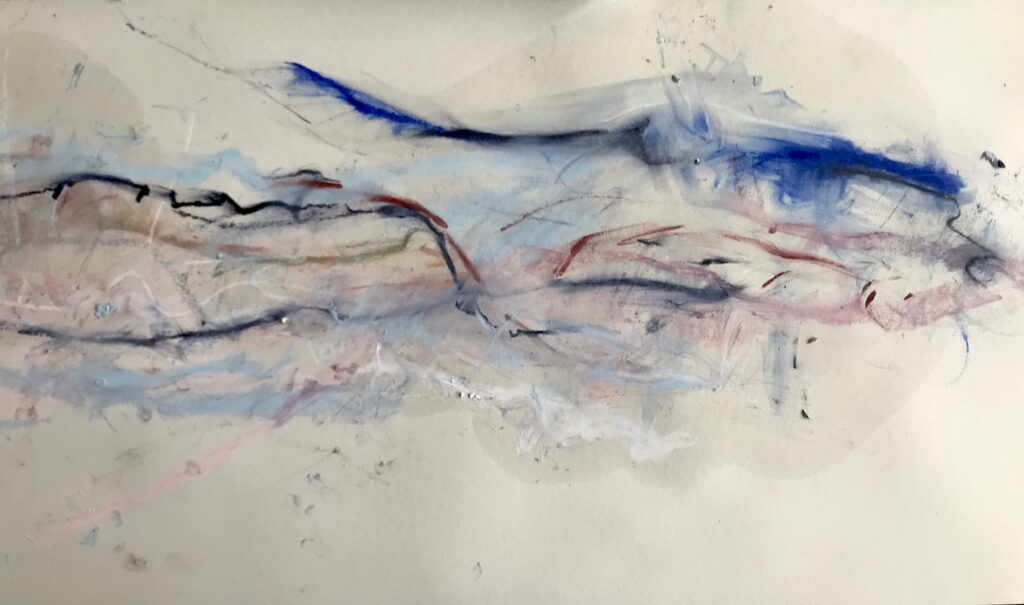 Sitar -Raga Todi 1 oil stick, neo crayon, soft pastel on paper by Suzanne Bethell