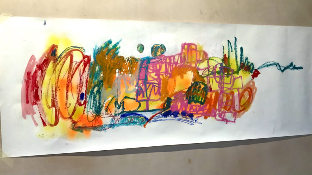 Play Ground 2, mixed media on paper by Suzanne Bethell