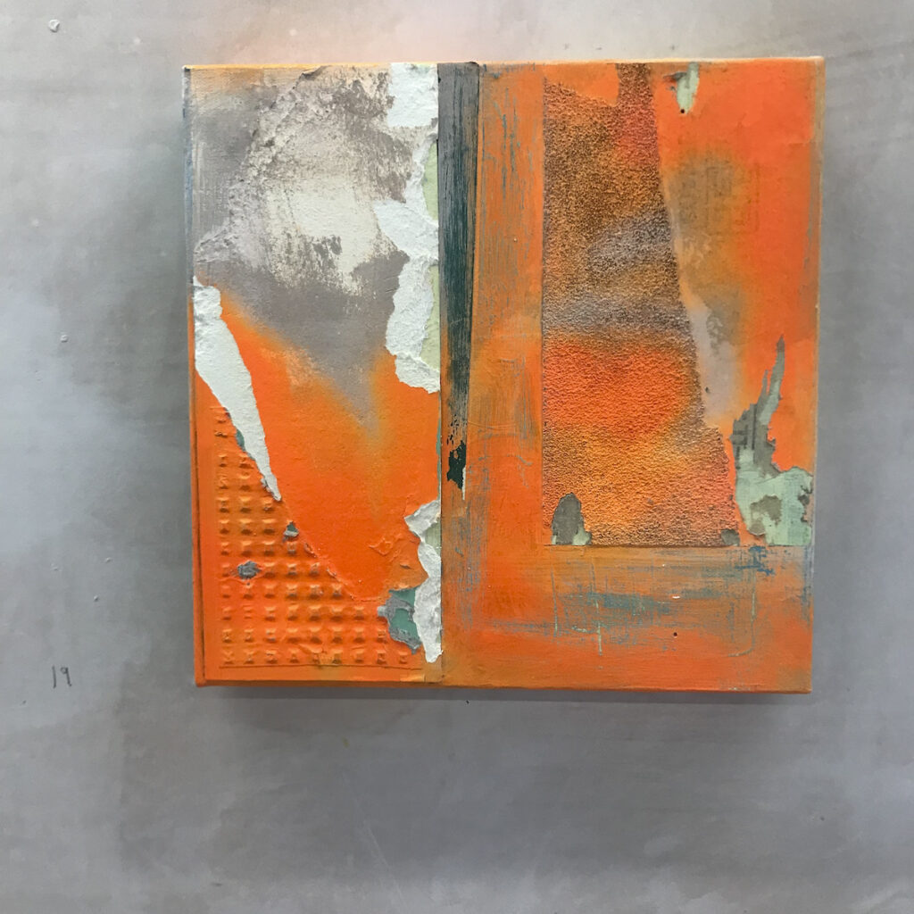 Orange Day, spray paint & mixed media on canvas by Suzanne Bethell