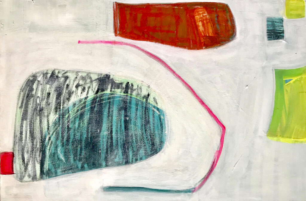 Pink Line Protects (2021) painting by Suzanne Bethell