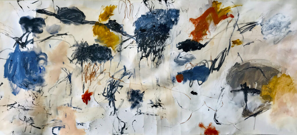 When the wind blows acrylic & crayon on paper Suzanne Bethell