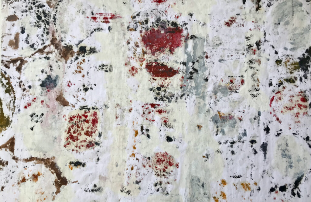 The writing's on the wall, oil & acrylic on paper by Suzanne Bethell