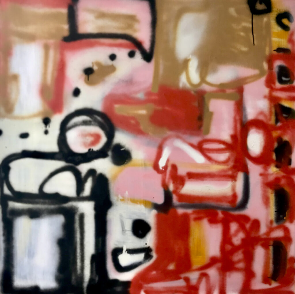 The Beat, spray paint on canvas 100cm x 100cm by Suzanne Bethell