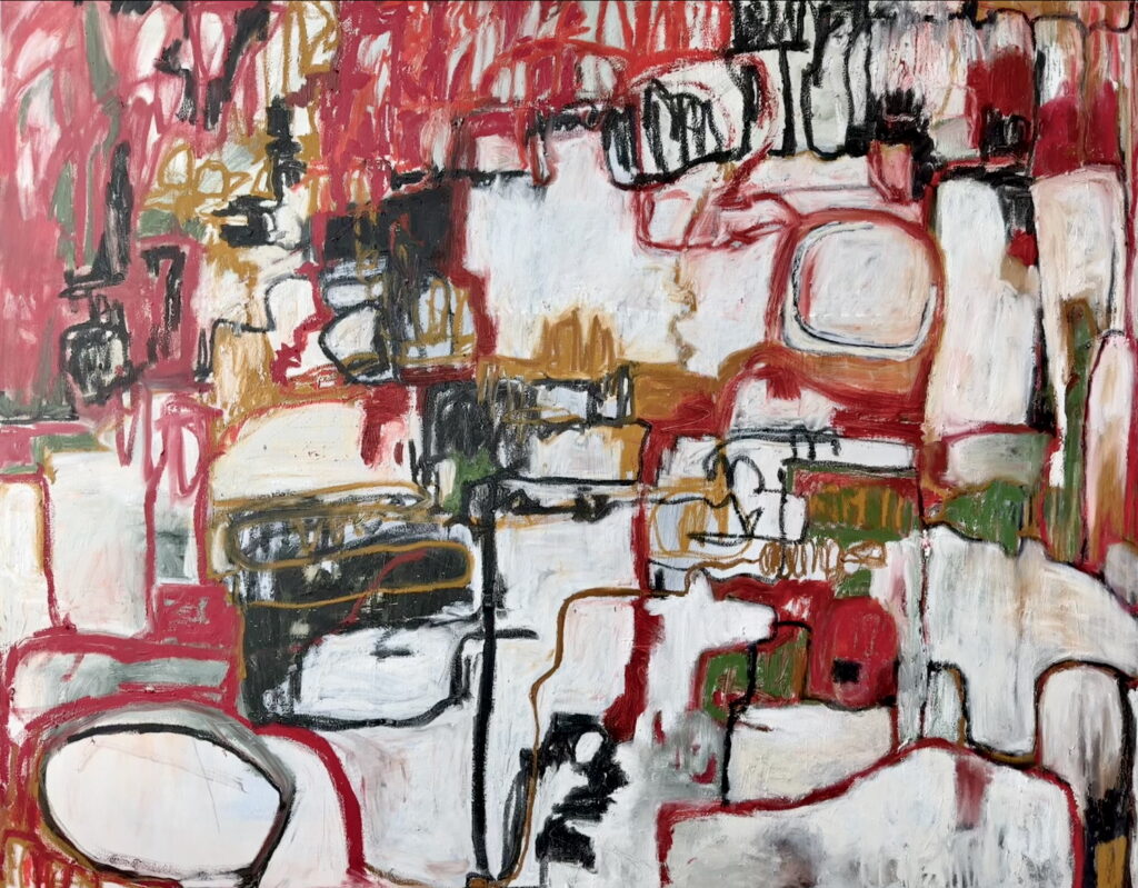 Lontano - Ligeti (2025) oil bar & acrylic on canvas 140cm x 160cm S Bethell