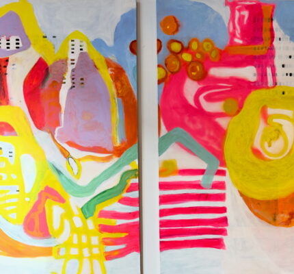 Sieze the Day (diptych) acrylic, spray paint & collage on canvas, (2026)
